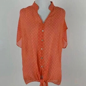 Paperkite top size S orange white V-neck sheer